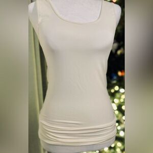 Cream Sleeveless Fitted Polo Shapewear